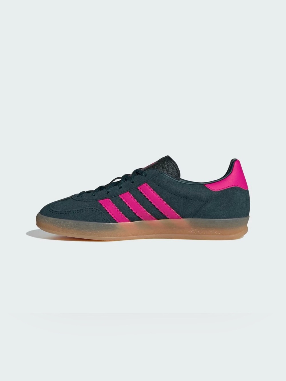 Adidas Gazelle Dark Green & Hot Pink Suede Sneakers - Picture 10 of 12